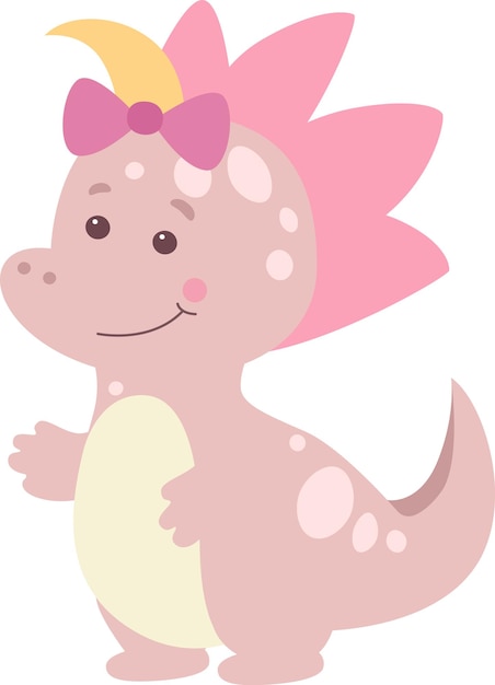 Vector childish girl dinosaur baby