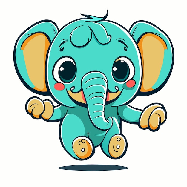 childish looking elephant jumping vector illustration cartoon