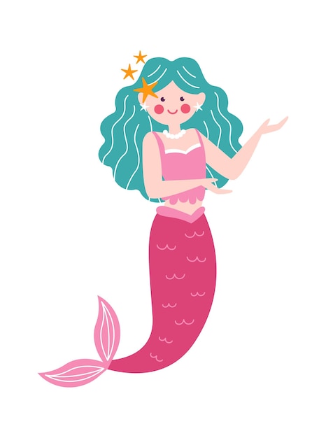 Childish mermaid character Vector illustration