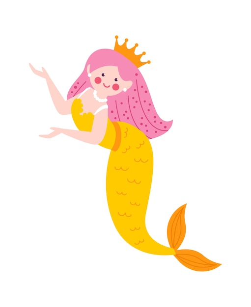 Childish mermaid character Vector illustration