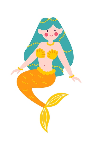 Childish mermaid character Vector illustration