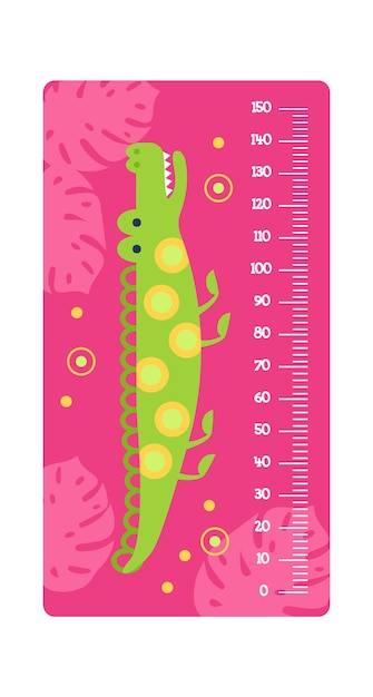 Vector childish meter with crocodile cartoon animal vector illustration