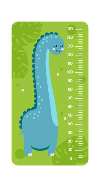 Vector childish meter with dino cartoon animal vector illustration