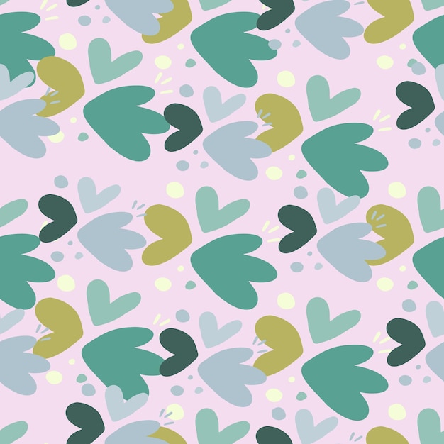 Childish pattern with flowers seamless pattern Creative abstract heart shape wallpaper