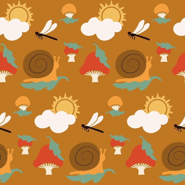 Childish retro cartoon seamless pattern