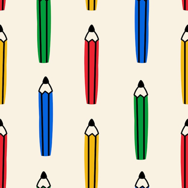 Vector childish seamless pattern with colorful pencils