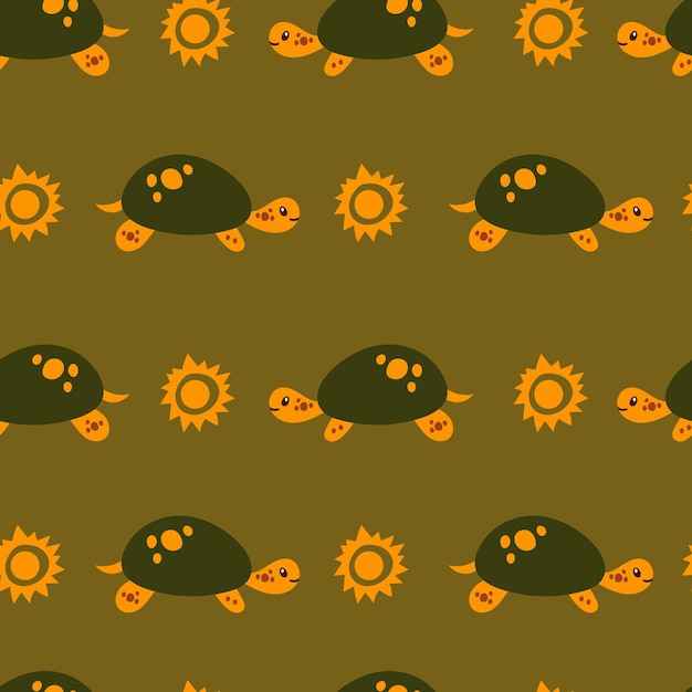 Childish seamless pattern with tortoise