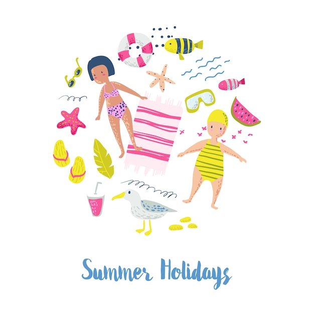 Childish Summer Beach Vacation Card