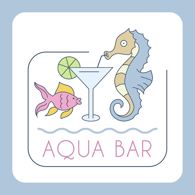 Childish summer holiday illustration. Aqua bar.