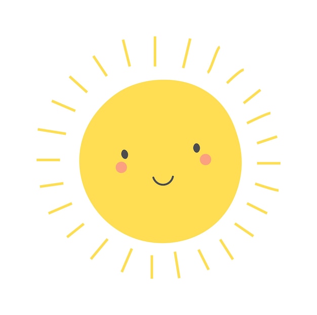 兒童太陽卡通夏季圖標 矢量插圖