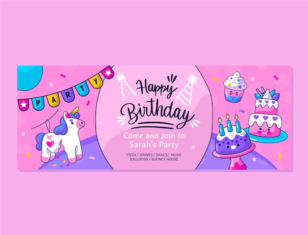 Childlike birthday facebook cover template