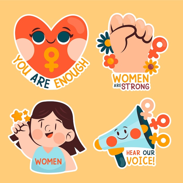Childlike women's day stickers collection