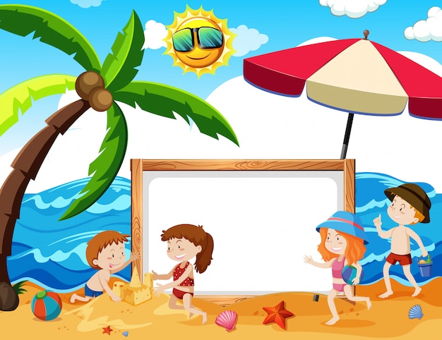 Childrean Playing at the Beach Banner