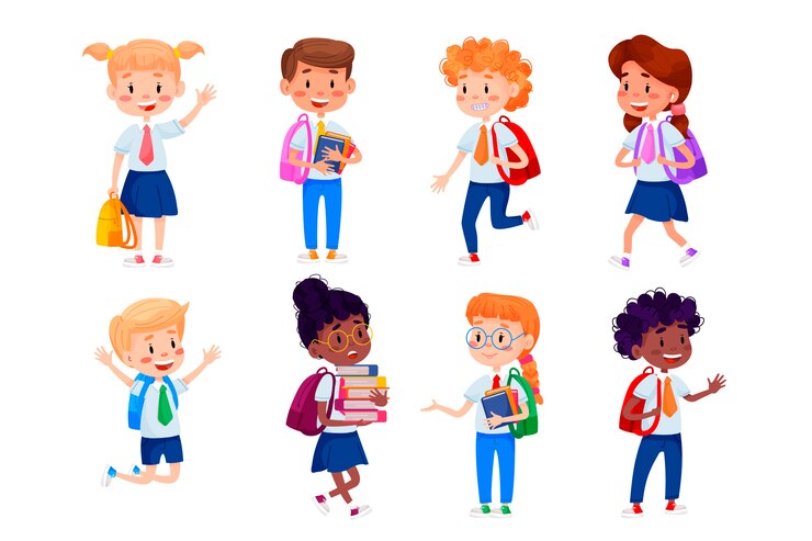 Vector  children are going to school. back to school illustration. kids education illustration on white isolated background.