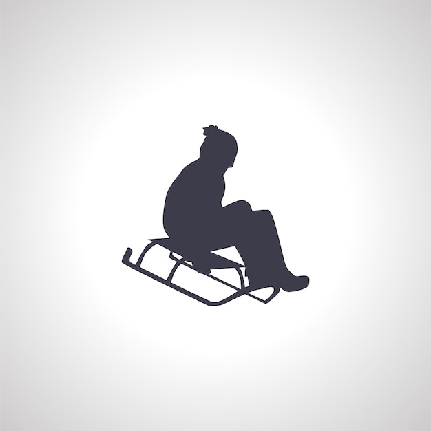 Vector children are sledding icon boy on sled silhouette