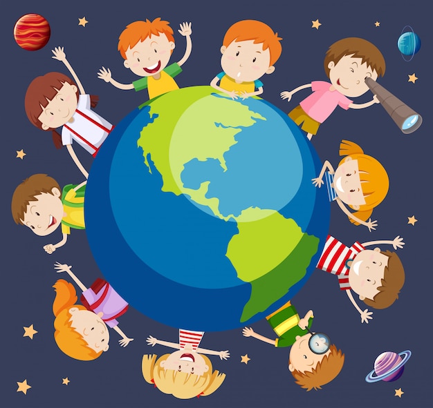 Vector children around the world concept