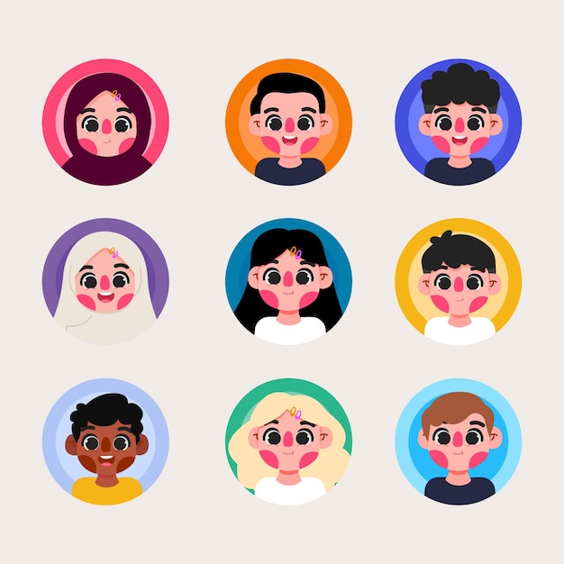 Vector children avatar cute kids boys girls avatars head child profile icons pack