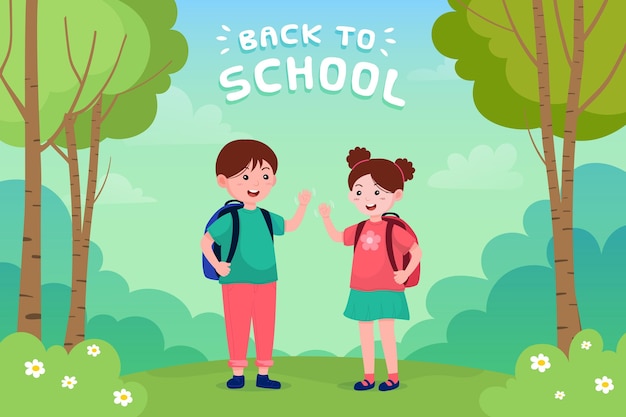 Children back to school illustration