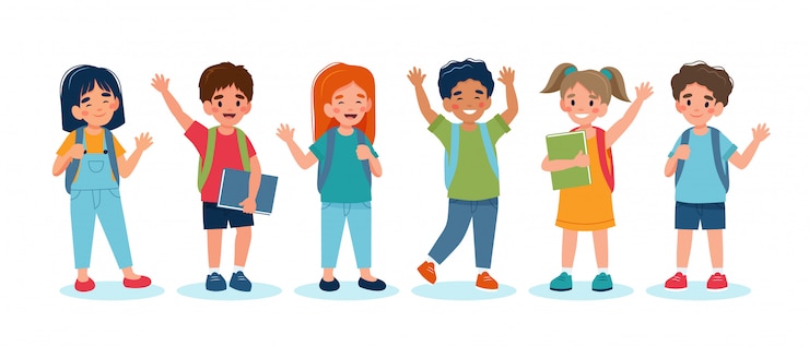 Vector children back to school, set of cute characters.