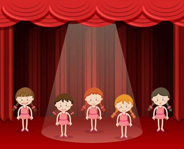 Vector children ballet dance on stage