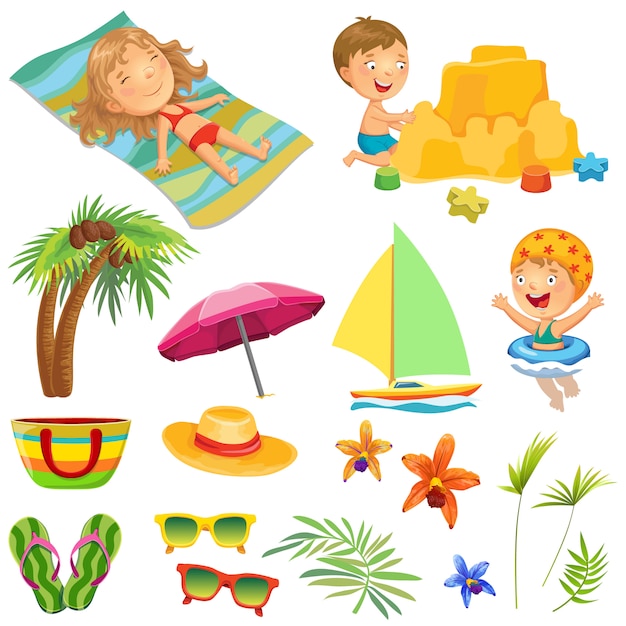 Bambini sulla spiaggia collezione.