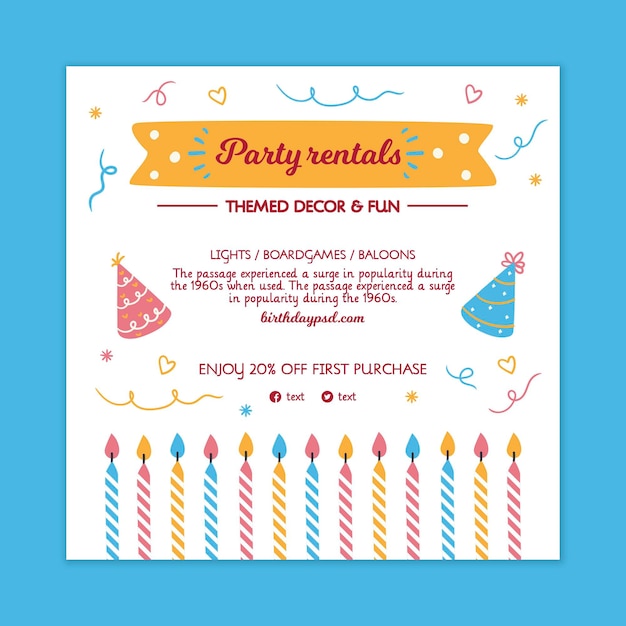 Children birthday flyer template