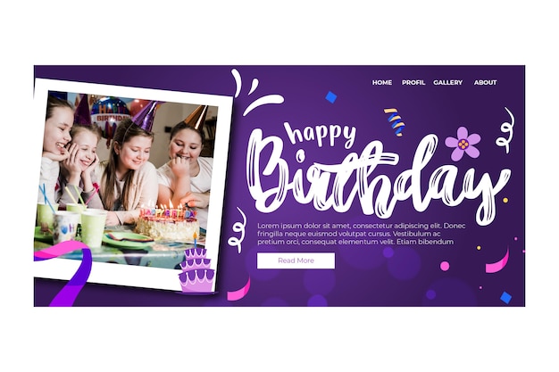 Children birthday landing page