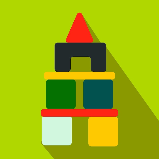 Children blocks flat icon on a green background