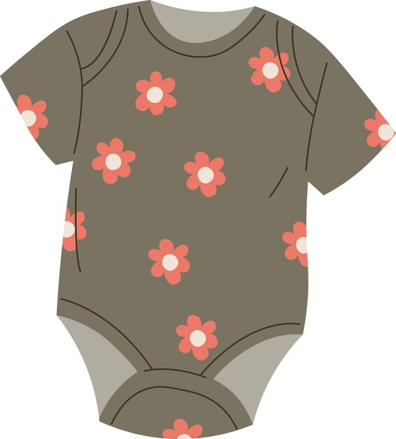 Vector children bodysuit with flowers