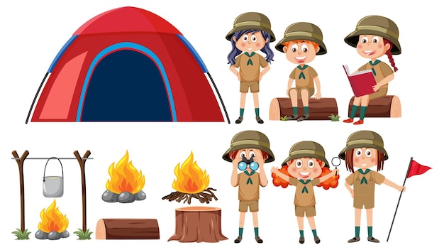 Children in camping outfit