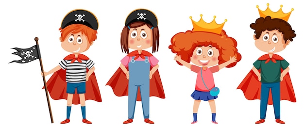 Children cartoon character in pirate outfits