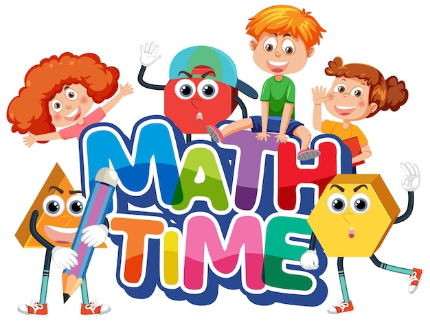 Vector children cartoon character with math and number theme