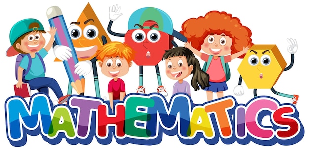 Vector children cartoon character with math and number theme