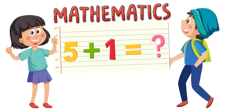 Vector children cartoon character with math and number theme