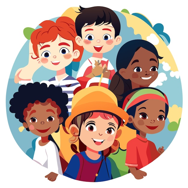 Vector children celebrating multicultural festivities in vector illustration