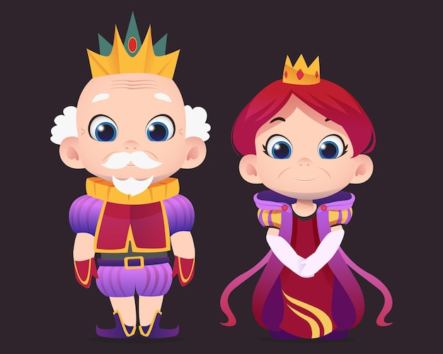 Vector children character king and queen