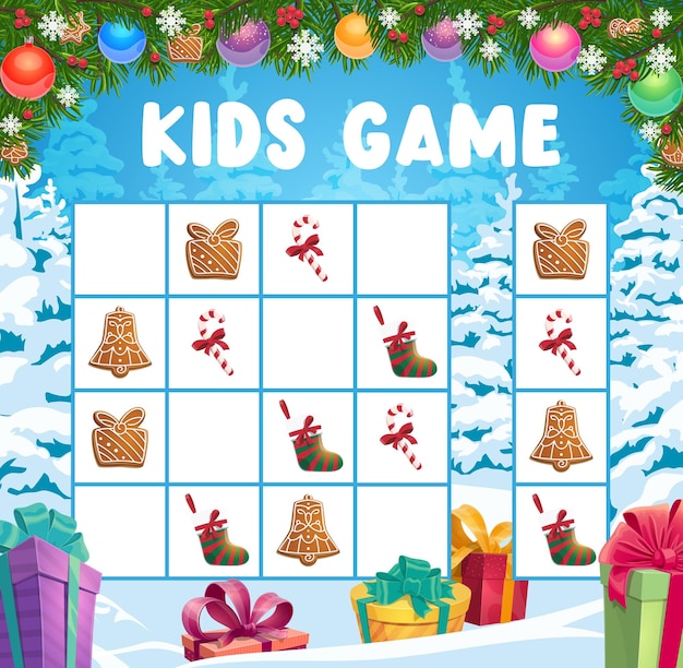 Premium Vector Children Christmas crossword logical game vector Premium Vector Children Christmas crossword logical game vector