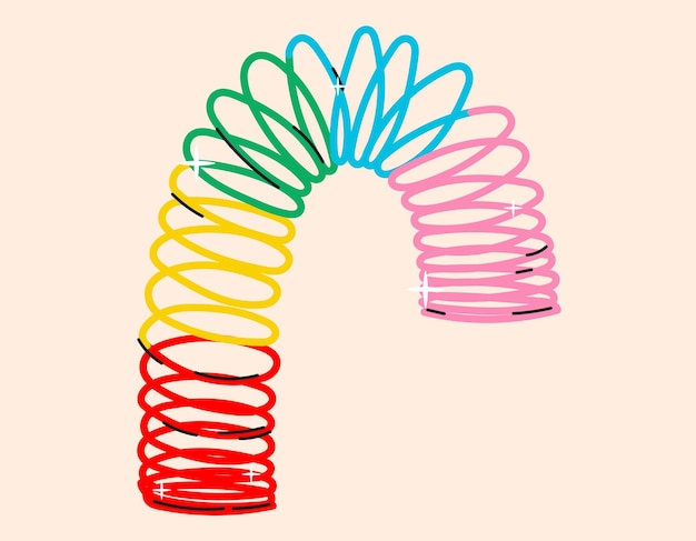 Vector children colored toy 90s slinky spiral vector isolated cartoon retro game