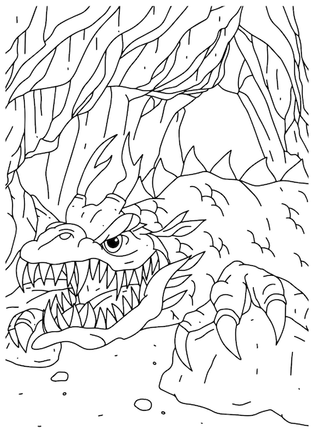 Vector children coloring book page 5 dragon ilustration