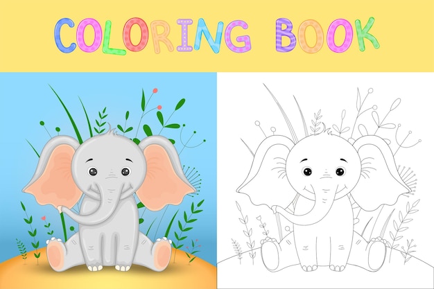 Children coloring book with cartoon animals.