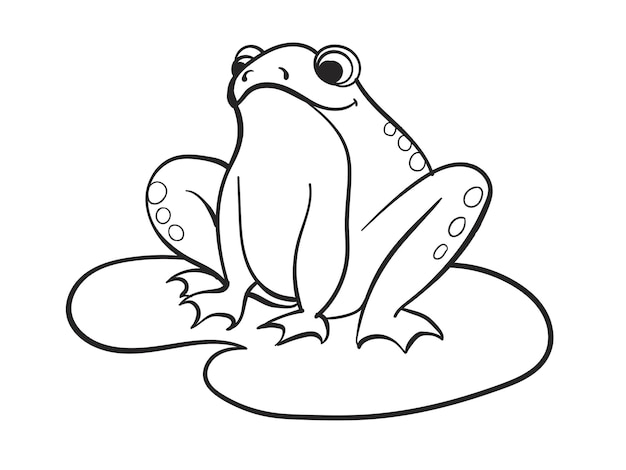 Vector children coloring a frog is sitting on a water lily black and white snowflake cartoon vector