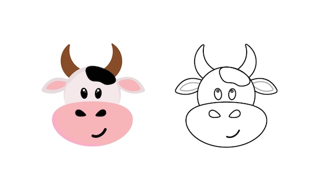 Children coloring page. Cute cow