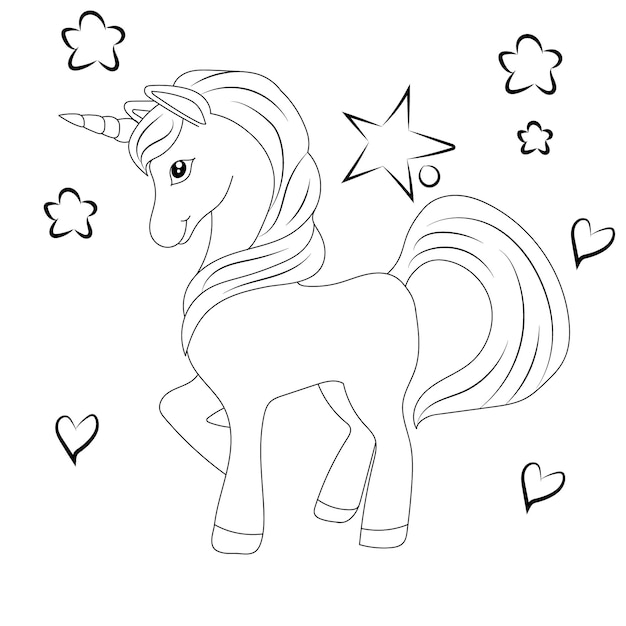 Premium Vector  Unicorn coloring page for kids