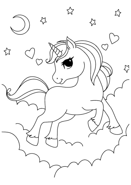 Children coloring unicorn book page 5