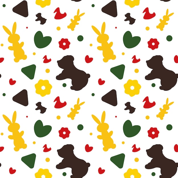 Children colors pattern bears bunnies bright colored candy marmalade vector image