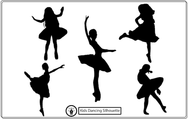 Vector children dancing street dance silhouette vector