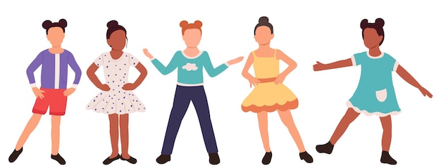 Children dancing on white background isolated vector