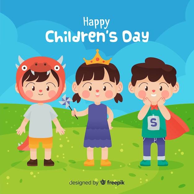 Children day concept in flat design