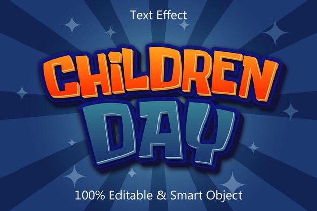 Children day editable text effect 3 dimension emboss simple style