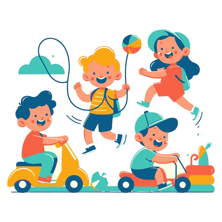 Vector 子供の日 子供が友達と遊んでる
